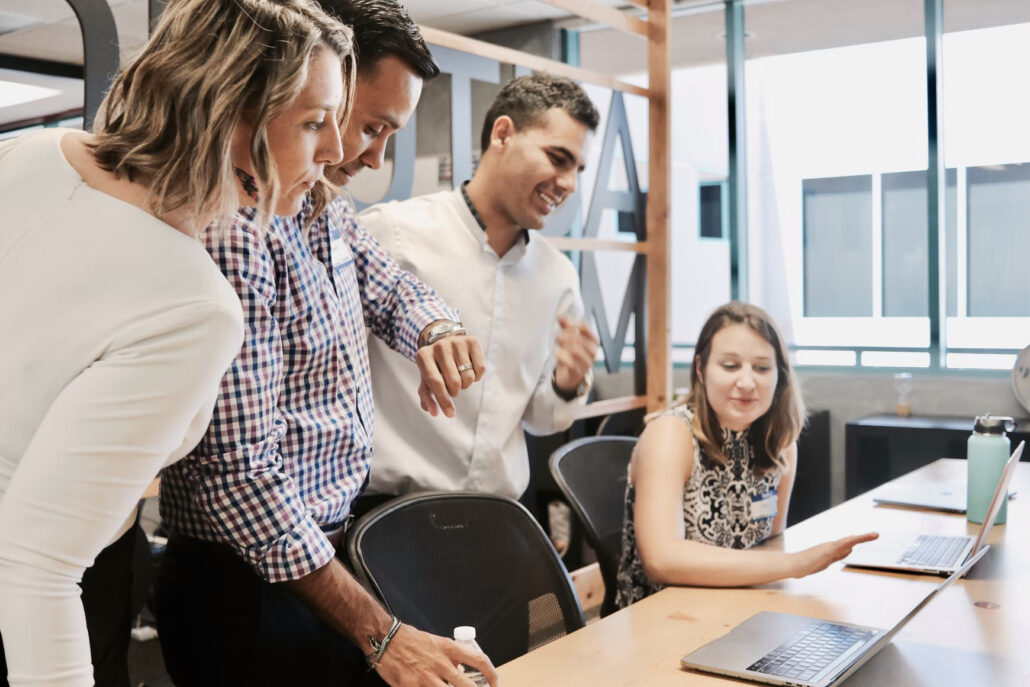 people looking at computer