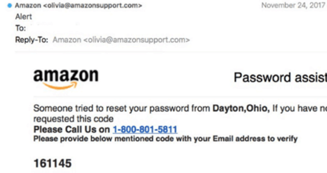 An example of phishing attacks