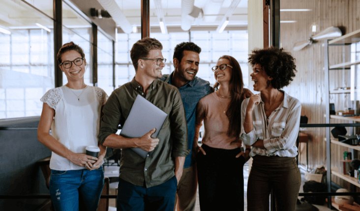 group of coworkers smiling