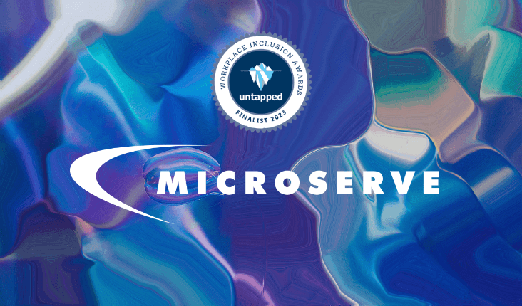 Microserve and untapped logos overlaid over an abstract image