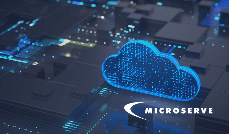 a digital cloud with the Microserve logo below it